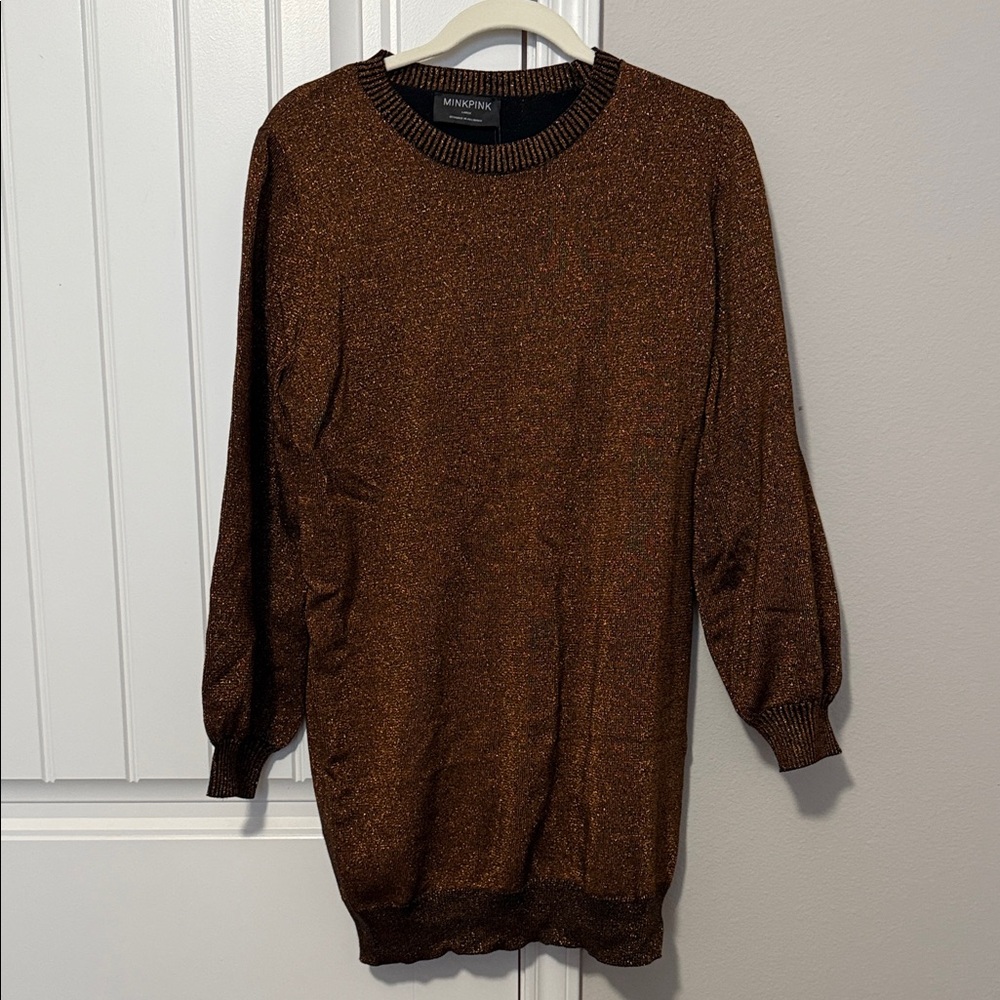 MINKPINK Shimmering Brown Mini Dress